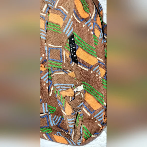 Sisley Italy Geometric Retro Print   Vintage Made In Italy Mesh  Button Shirt - Picture 7 of 10